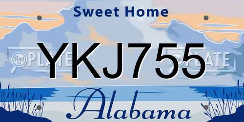 YKJ755 Alabama License Plate
