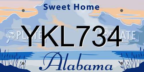YKL734 Alabama License Plate