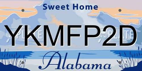 YKMFP2D Alabama License Plate