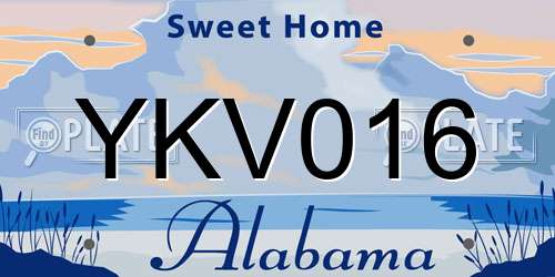 YKV016 Alabama License Plate