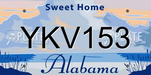 YKV153 Alabama License Plate