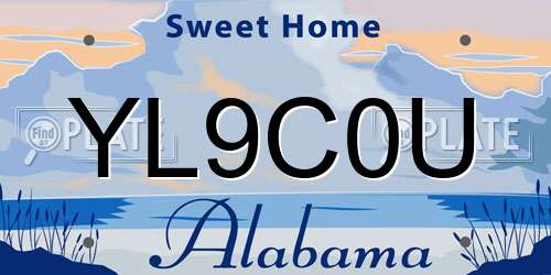 YL9C0U Alabama License Plate