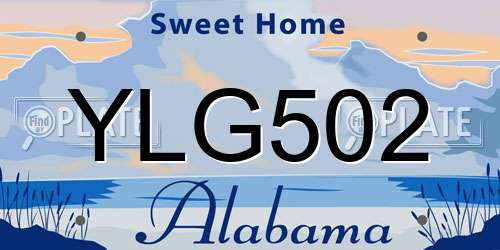 YLG502 Alabama License Plate