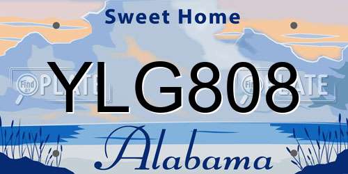 YLG808 Alabama License Plate