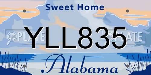 YLL835 Alabama License Plate