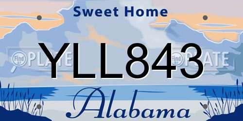YLL843 Alabama License Plate