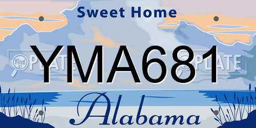 YMA681 Alabama License Plate