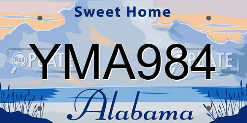 YMA984 Alabama License Plate