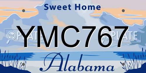 YMC767 Alabama License Plate