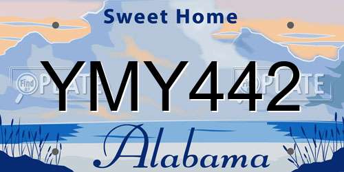 YMY442 Alabama License Plate