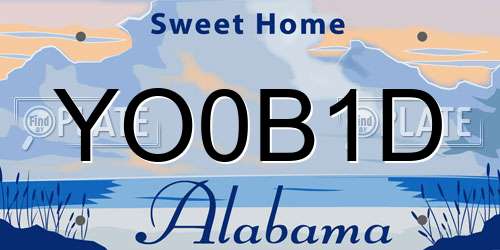 YO0B1D Alabama License Plate