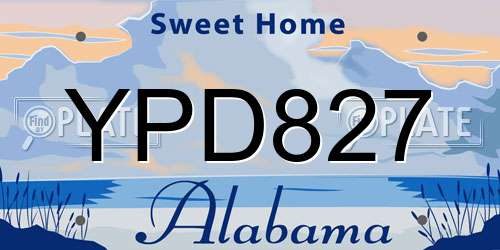 YPD827 Alabama License Plate