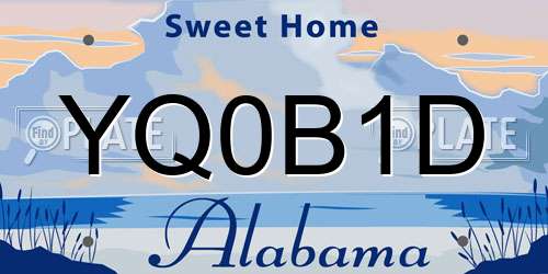 YQ0B1D Alabama License Plate