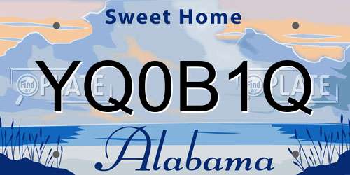 YQ0B1Q Alabama License Plate