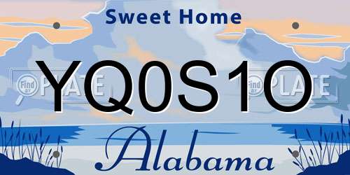 YQ0S1O Alabama License Plate