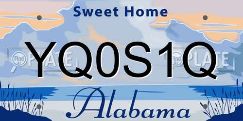 YQ0S1Q Alabama License Plate