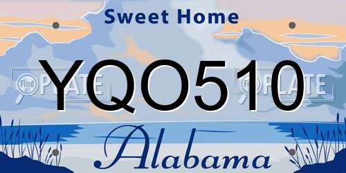 YQO510 Alabama License Plate