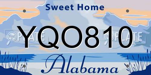 YQO810 Alabama License Plate