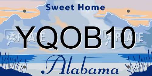 YQOB10 Alabama License Plate