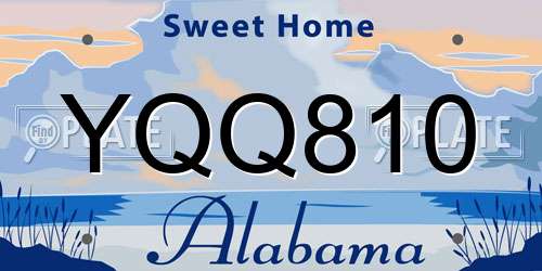 YQQ810 Alabama License Plate