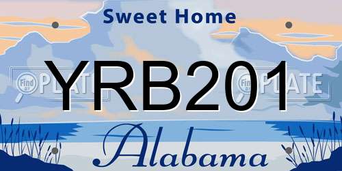 YRB201 Alabama License Plate
