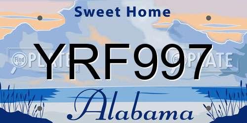 YRF997 Alabama License Plate