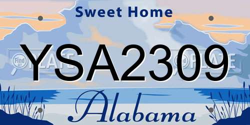 YSA2309 Alabama License Plate