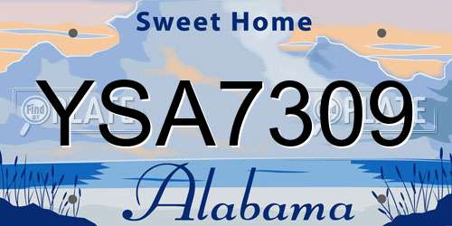 YSA7309 Alabama License Plate