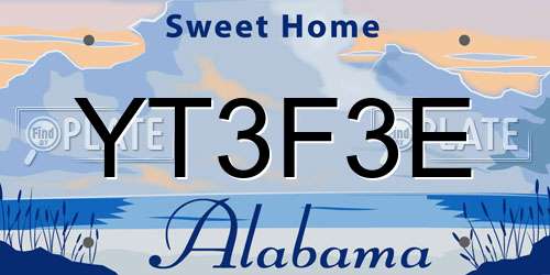 YT3F3E Alabama License Plate