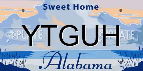 YTGUH Alabama License Plate