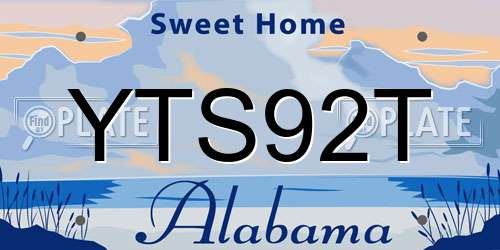 YTS92T Alabama License Plate