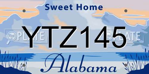 YTZ145 Alabama License Plate