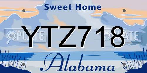 YTZ718 Alabama License Plate