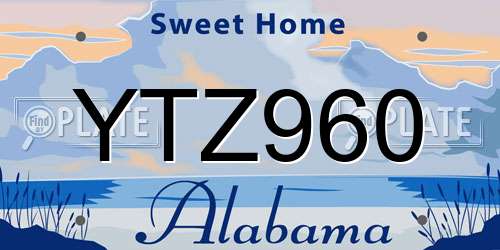 YTZ960 Alabama License Plate