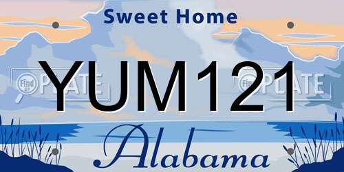 YUM121 Alabama License Plate