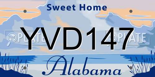 YVD147 Alabama License Plate
