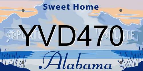 YVD470 Alabama License Plate