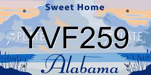 YVF259 Alabama License Plate