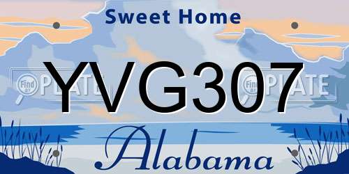 YVG307 Alabama License Plate