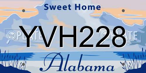 YVH228 Alabama License Plate