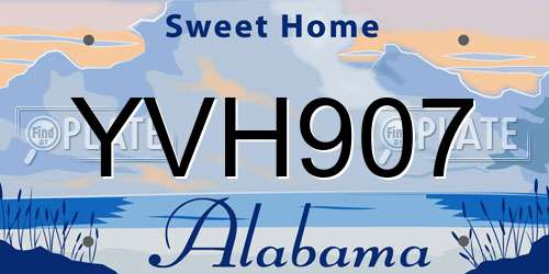 YVH907 Alabama License Plate