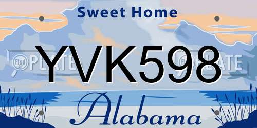 YVK598 Alabama License Plate