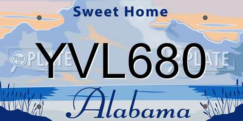 YVL680 Alabama License Plate