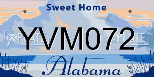 YVM072 Alabama License Plate