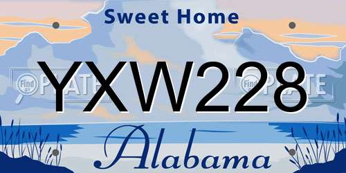 YXW228 Alabama License Plate
