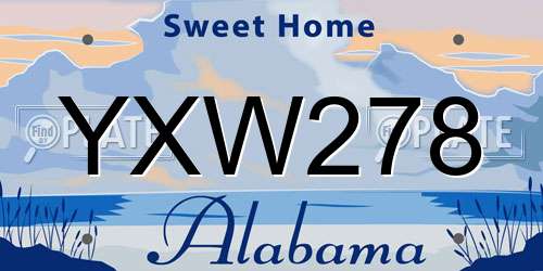YXW278 Alabama License Plate