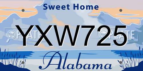 YXW725 Alabama License Plate