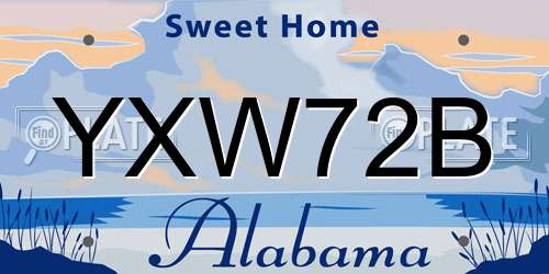 YXW72B Alabama License Plate