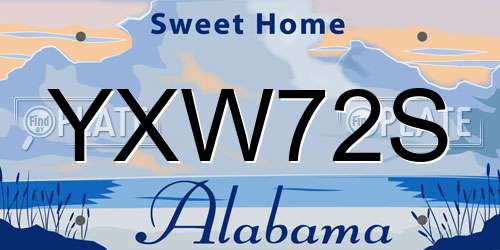 YXW72S Alabama License Plate