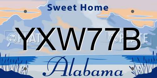 YXW77B Alabama License Plate